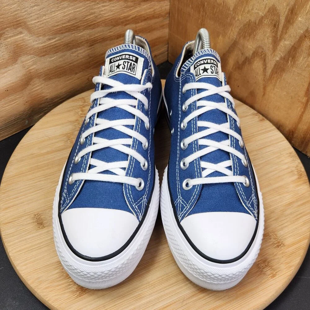 Converse Chuck Taylor Blue Canvas Low Top Platform Lift Sneakers Worn Once - Picture 4 of 10